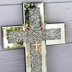 GIMORRTO Cross Wall and Table Decor, Glass Mirrored Surface, Modern Style, Religious Theme, Silver, 15 x 5 Inches, Indoor (15") - Image 2