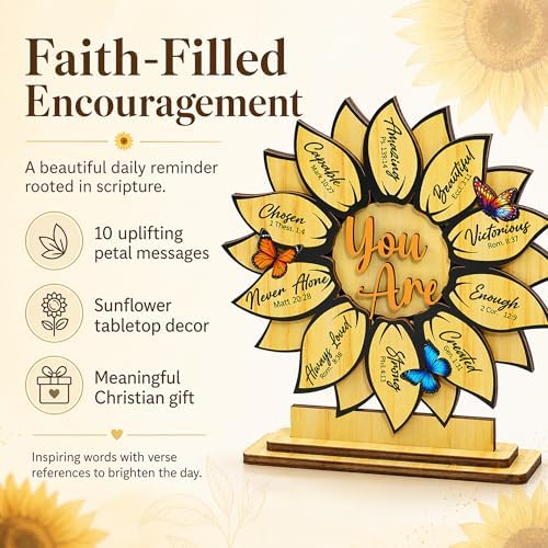 Christian Sunflower Gifts for Women, Birthday Gifts For Women, Religious Gifts for Sister, Friend, Daughter Sister, Wife, Daughter, Coworker, Teacher, Sunflower Decor - Image 3