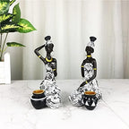 African Statues Art Sculptures Women Figure Girls Tribal Lady Figurine Black Women Home Decor Collectible Creative Vintage Gift Crafts (Black+White) - Image 7
