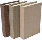 DECOR4SEASON Modern Linen and Wood Decorative Faux Book Boxes Set of 3, 10" by DECOR4SEASON
