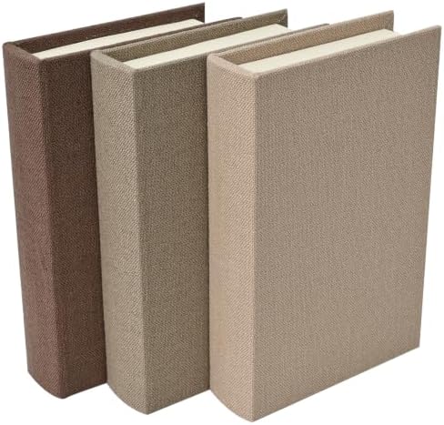 DECOR4SEASON Modern Linen and Wood Decorative Faux Book Boxes Set of 3, 10" by DECOR4SEASON