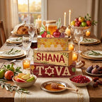 Yuntau 4 Pcs Rosh Hashanah Decorations Wooden Jewish New Year Centerpieces - Image 4