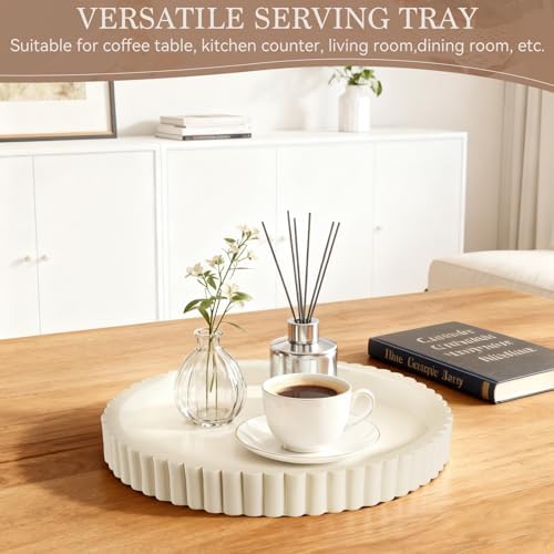 Decorative Tray for Coffee Table Decor - Resin Round Tray Stylish Coffee Table Centerpiece for Living Room Decor, Minimalist Vanity Organizer for Candles, Perfume, Bathroom & Home Styling - Image 7