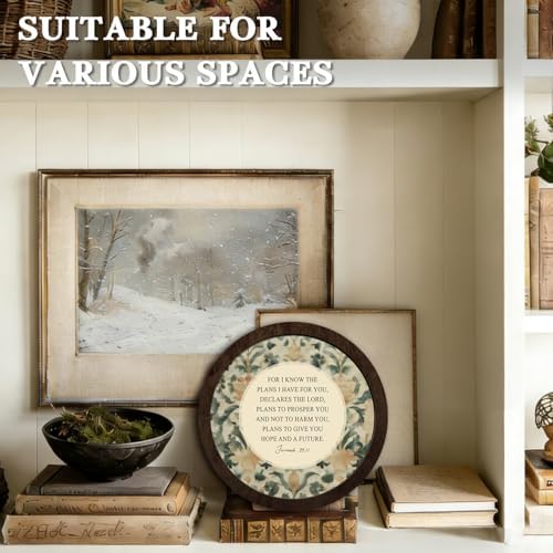 CFFJLHN Vintage Floral Christian Wall Art Decor, Jeremiah 29:11 Bible Verse Religious Scripture Round Hanging Wall Decor for Home Bedroom Living Room Church Prayer Room, 10x10 Inch - Image 6