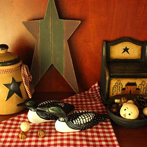 CVHOMEDECO. Primitives Hand Engraving and Painted Wood Loons Rustic Figurine Decorative Accent, Set of 2 - Image 5