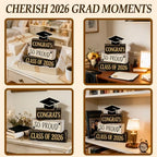 2026 Graduation Table Decorations Class of 2026 Senior Tiered Tray Decor Wooden Cap Block Signs Farmhouse Congrats Grad Tabletop Party Centerpiece for Tables Wooden Sign for Home Decor - Image 6
