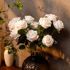 12 Pcs Artificial Rose Flowers, Silk Roses with Long Stems, Realistic Fake Roses for Wedding Centerpiece Party Home and Office DIY Decor, White - Image 5