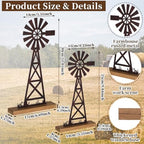 Tandefio 2 Pcs Farmhouse Windmill Table Top Country Decor, Metal Rustic - Image 2