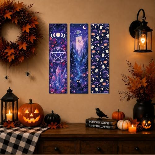 Retro Halloween Decor, 3 Pcs Halloween Hanging Signs, Wooden Wall Art Decor - Image 6