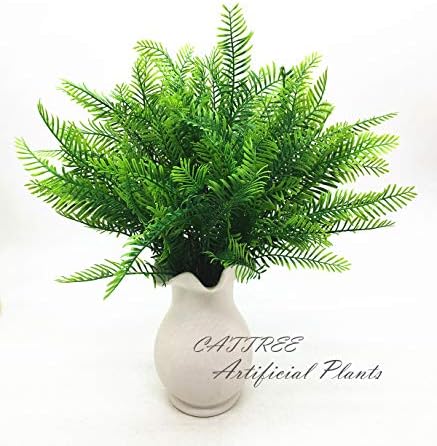 CATTREE Artificial Shrubs, 8pcs Plastic Plants Bamboo Grass Fake Green Bushes Greenery Leaves Wedding Indoor Outdoor Home Garden Verandah Office Table Centerpieces Arrangements Decoration - Image 2