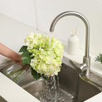 Garvee Artificial Green Hydrangea Flowers Arrangement with Vase, 6 PCS Silk Hydrangea Bouquet Centerpiece with Faux Water, Realistic Fake Flowers for Table Centerpiece, Home, Office, Wedding Decor - Image 6