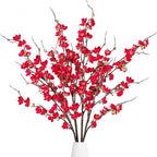 Sggvecsy Artificial Plum Blossom Flowers 4 Pcs Faux Cherry Blossom Stems Faux Silk Plum Blossom Branches 36.2’’ Fake Flowers Long Stems for Vase Arrangements Home Wedding Table Decor (Red) by Sggvecsy