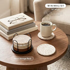 Lazebox Coasters Set of 8 for Drinks, 4 Inch Large Coasters for Coffee Table, Tabletop Protection for Hot & Cold Drinks, Versatile Coasters for Home Decor, Non-Slip & Easy to Clean, Coffee - Image 2