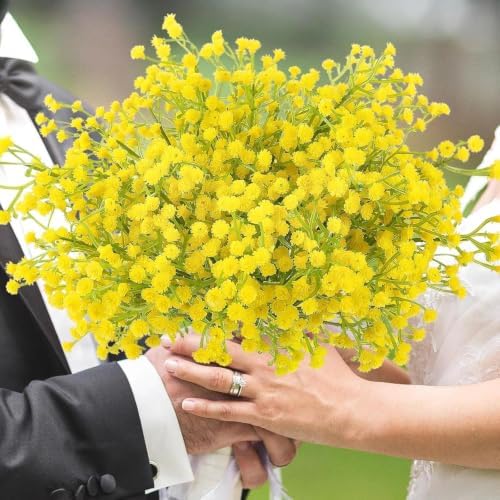 N&T NIETING 24Pcs Babys Breath Artificial Flowers Bulk, Yellow - Image 3