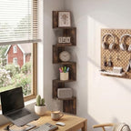 Furinno Rossi 5-Tier Corner Floating Book Shelves for Wall, Amber Pine - Image 2