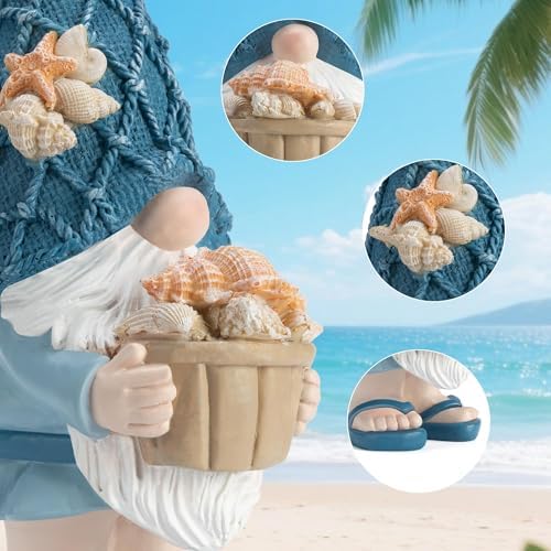 Etlemonde Beach Coastal Gnomes Statue Home Seashell Decor - Image 3