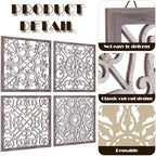 Tatuo 4 Pcs Wood Wall Decor Farmhouse Panels Rustic, Square, Brown, White - Image 2
