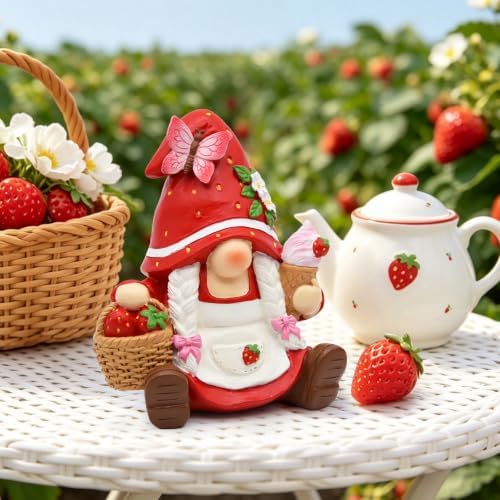 Strawberry Decor Gnome Figurine 6 Inch Cute Garden Decor Gifts - Image 4