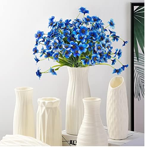 Artificial Outdoor Flowers,8 Bundles Fake Flowers UV Resistant Faux Outdoor Plastic Flower Plants for Outside Indoor Décor(Blue) - Image 4