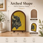 Rustic Home Wooden Frame Decor, Retro Whimsical Smoking Bison Framed Decor, Arched Wooden Frame with Stand, Vintage Buffalo Art Print, Funny Tabletop & Wall Accent for Living Room, Bedroom - Image 6