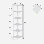TUTOTAK Corner Shelf with LED Light, 6-Tier Corner Bookshelf - Image 2