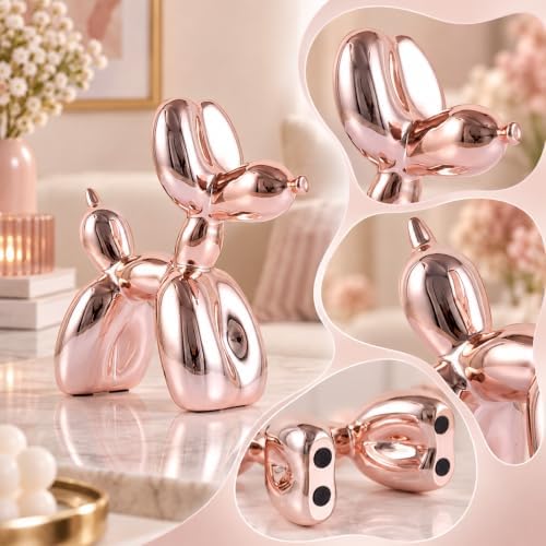 Pink Balloon Dog Decor - Animal, Shelf & Modern Desk Statue - Office Gold Decorations - Image 4