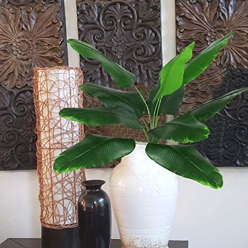 Artificial Plants Tropical Leaves, Fake Greenery Banana Tree Faux Palm Plant Large Leaf Indoor Outdoor Home Garden Office Verandah Wedding Floral Arrangement Decor Party Decoration - 1 Pack - Image 5