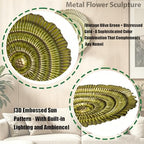 Metal Wall Sculpture, 10'' Round Textured Radiant Sunburst Wall Decor - Image 3