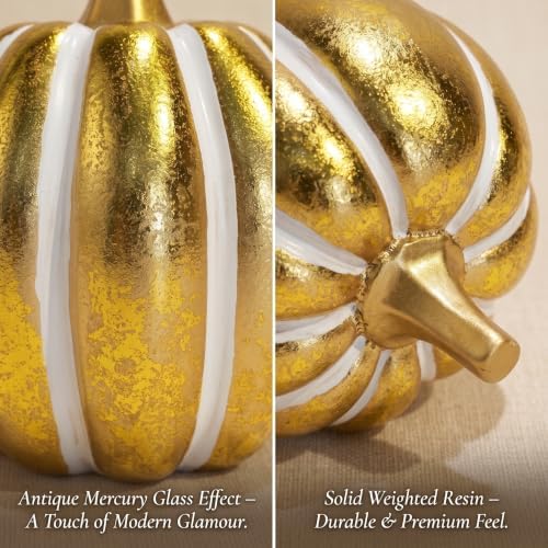 FESTGLOX 2Pcs Resin Pumpkin Figurines, Fall Thanksgiving Decor - Image 3