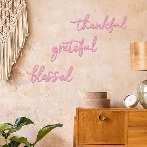 3 Pieces Thankful Grateful Blessed Letter Sign Metal Wall Decor - Image 6