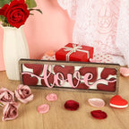 Vintage Valentine's Day Decorations for Office, Home, Table, Mantel, Shelf, Desk, 3 1/2 x 11 Inch Retro Valentine's Love Sign, Wooden Valentine Decor Sign, Farmhouse Red Pink Decoration (Love) - Image 3