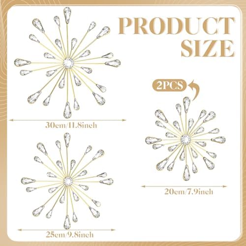 Hicarer 4 Pcs Starburst Wall Decor, Bling Metal Wall Art, Gold - Image 4