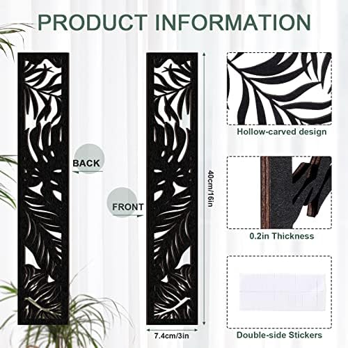 Blulu 5 Pieces Wooden Wall Art Hollow Carved Panels Home Decor - Image 2