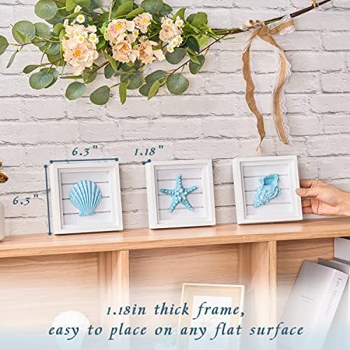 LODOCAVE Blue Seashell Starfish Coastal Wall Decor, 6.3"x6.3" - Image 5