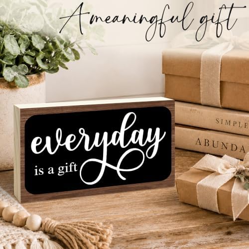 3x5 Inspirational Wooden Block Sign, Everyday Is a Gift, Dark Brown - Image 5