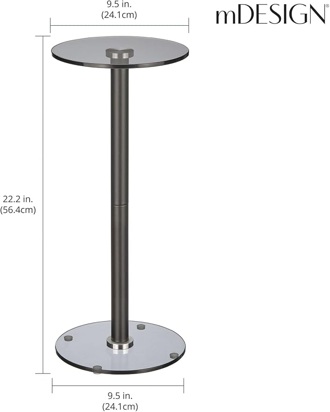 mDesign Glass Top Side/End Drink Table - Image 3