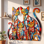 Wesiti Metal Cat Wall Art Decor Colorful Sculptures Mid Century 11.8x11.6 - Image 4