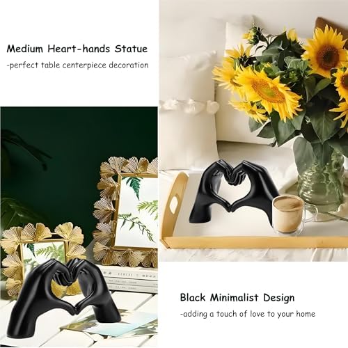 FANTESTICRYAN Heart Hands Statues, Black Resin Home Decor Accent, Medium - Image 4