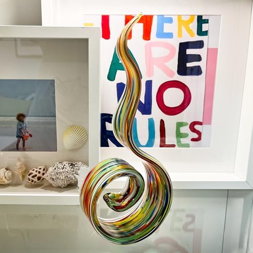 11.4" Tall Hand Blown Glass Sculpture, Murano Style Art Glass Figurine, Modern Coastal Home Decor Accent for Shelf, Table, TV Stand, Living Room Decoration - Image 4