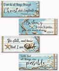 4 Pieces Ocean Wall Decor Beach Bathroom Decor With Bible Verses Wooden Christian Farmhouse Sign for Home Religious Prayer Wall Art for Living Room Office Bedroom Bathroom(Ocean,10x4") by Unknown