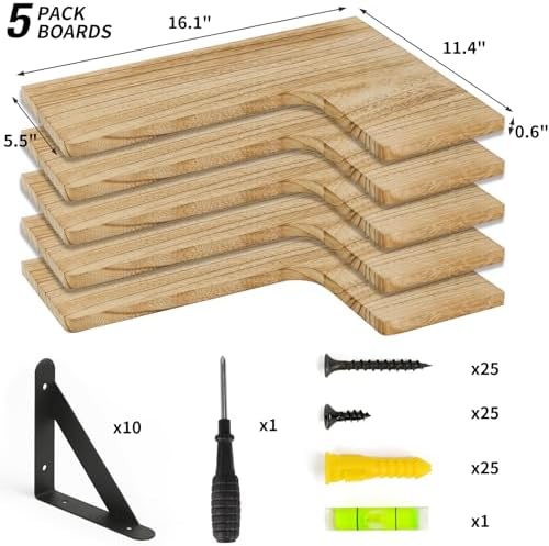 Fixwal Conner Shelves Wall Mounted for Decor, Carbonized Black 5pcs - Image 3