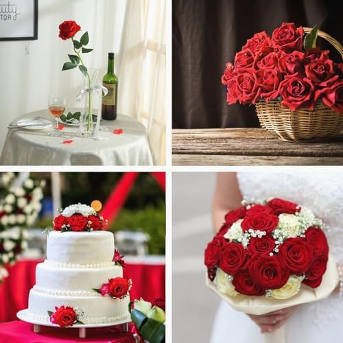 10pcs Red Roses Artificial Flowers Fake Rose Bouquet with Stem Silk Flower - Image 5