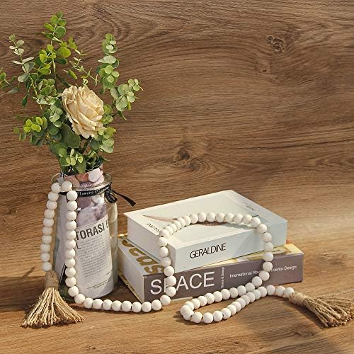 RAMIRABI 58in Wood Bead Garland, Farmhouse Rustic Country Decor, Nature - Image 4
