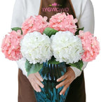 20" Silk Hydrangea Artificial Flowers 2Pcs White/ 4Pcs Pink Long Stems Real Looking Bouquet for Living Room Wreath Decor by IYGWQWO