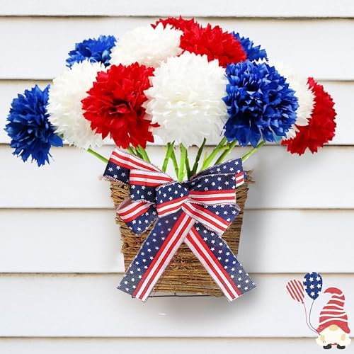 Tinsow 12PCS Patriotic Artificial Flower Memorial Faux Bouquet 4th of July - Image 7