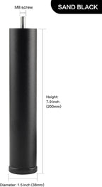 Bed Support Legs Replacement Black 8 Inch Metal Cylinder Legs - Image 2