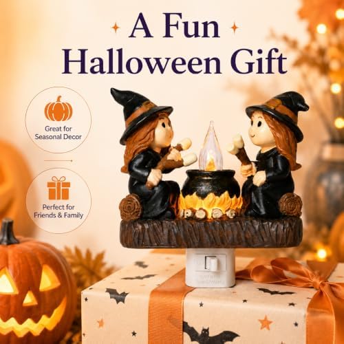 Dlfghos Halloween Witch Campfire Nightlight Witch Flickering Night Light - Image 4