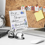 Floral Christian Wooden Sign Desk Decor, Positive Have Faith Bible Scripture Wood Plaque Sign With Stand for Church Prayer Room Home Office Desk Table Shelf Decoration, 5x5 Inch - Image 3