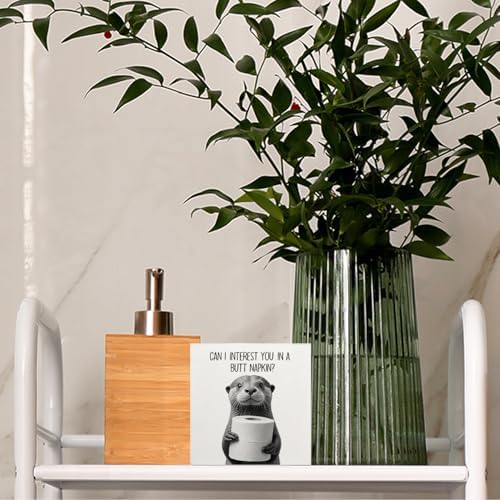 Funny Otter Bathroom Decor - Funny Bathroom Decor, Rustic Otter Wooden Box Signs, 6 X 6 Inches - Image 6
