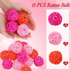 Yaomiao 15 Pieces Vase Filler Rattan Balls Decorative for Craft, Party, Wedding Table Decoration, Aromatherapy Accessories, 1.8 Inch (Pink, Rose Red, Orange) - Image 3